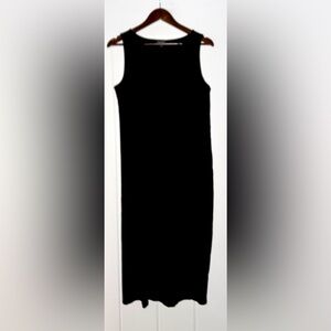 Eileen Fisher Tencel Jersey Knit Sleeveless Black Tank Dress Women M Minimalist